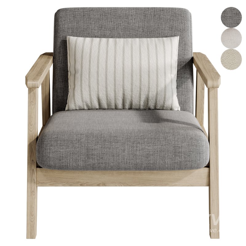 Isaac Wooden armchair with boucle seat - Image 3