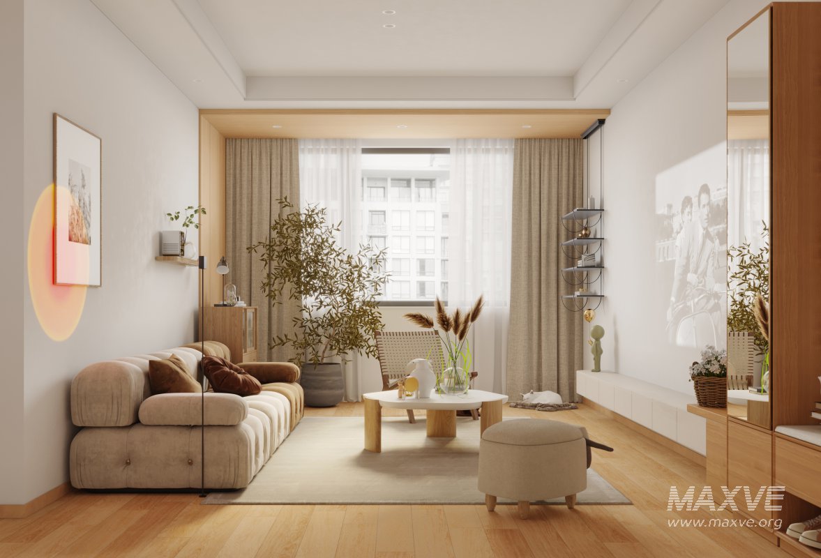 Modern living room and dining room kitchen interior scene - Image 6