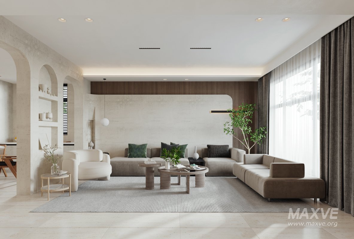 Modern living room and dining room interior scene - Image 2