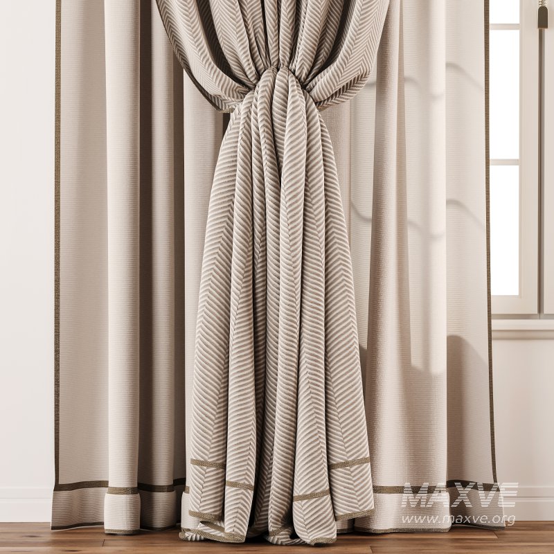 Herringbone Linen Curtain Set with Roman Blind and Sheer Layer - Image 5
