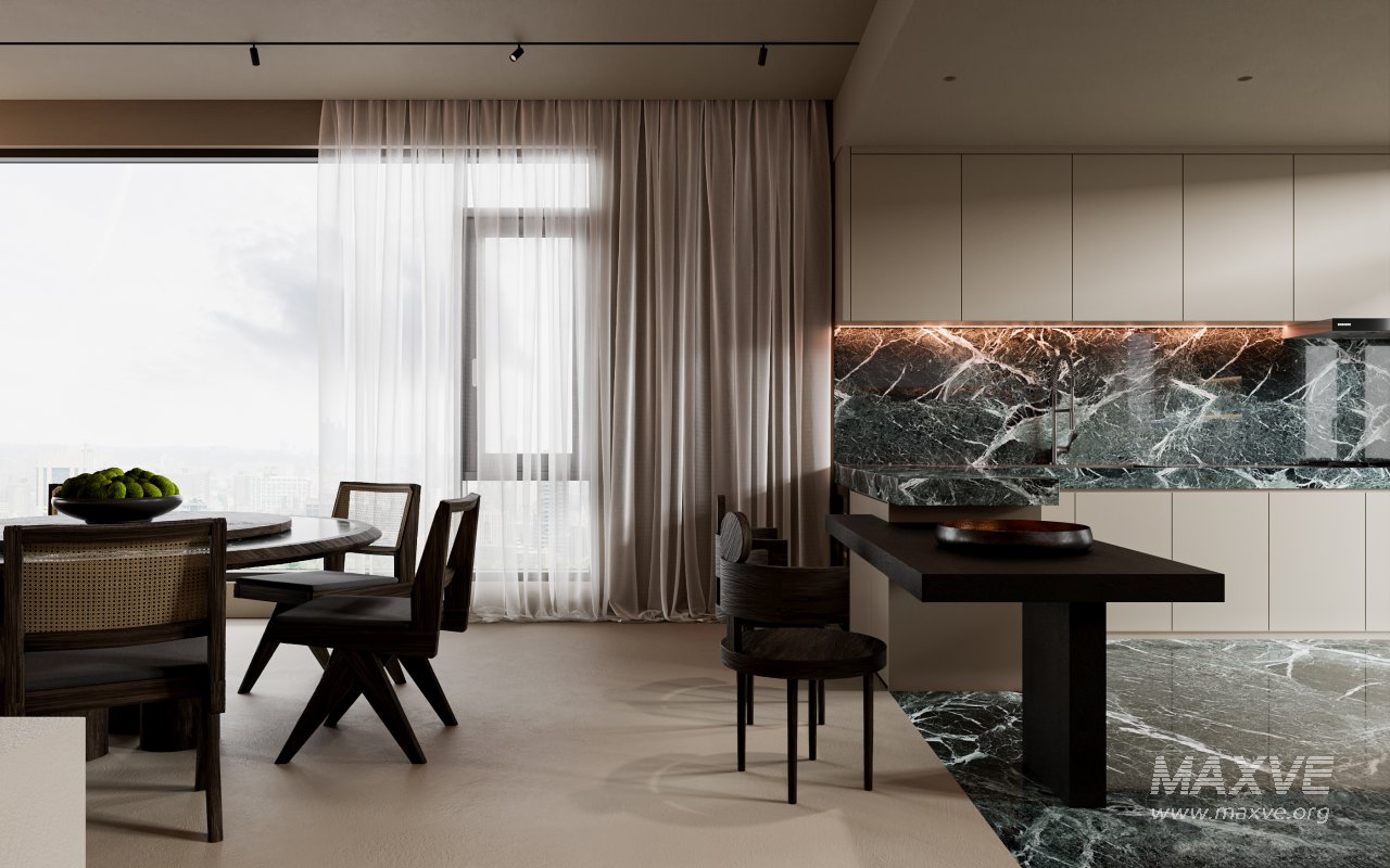 Modern living room and dining room interior scene - Image 6