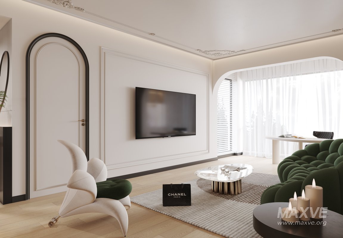 Modern living room and dining room kitchen interior scene - Image 13