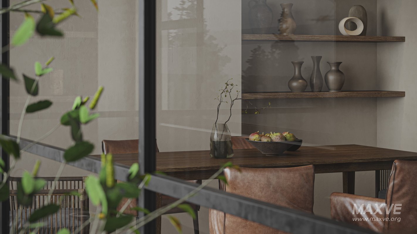 Modern living room and dining room kitchen interior scene - Image 2