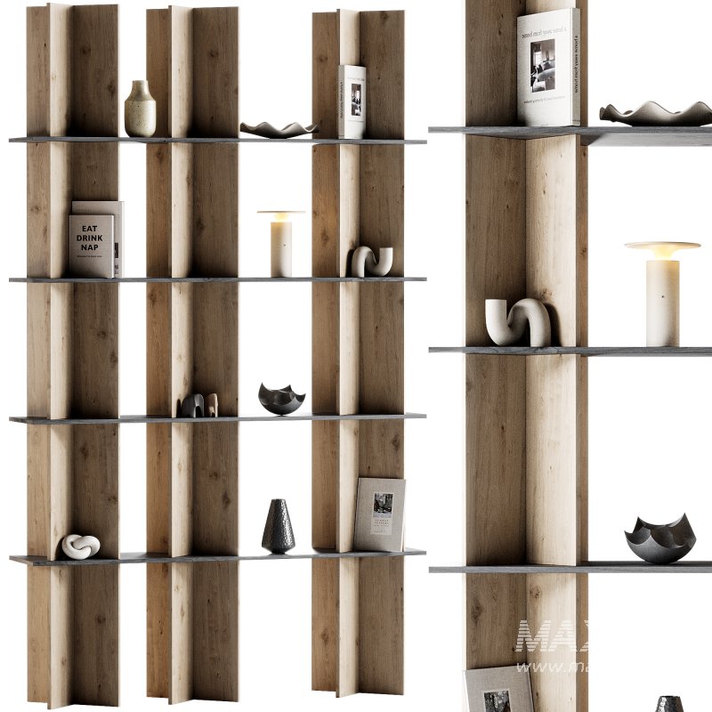 Minimalistic wooden Rack with decor - Image 11