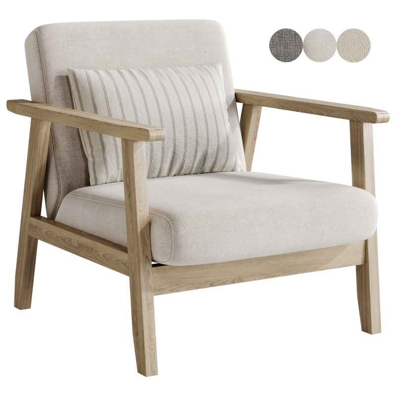 Isaac Wooden armchair with boucle seat - Image 6