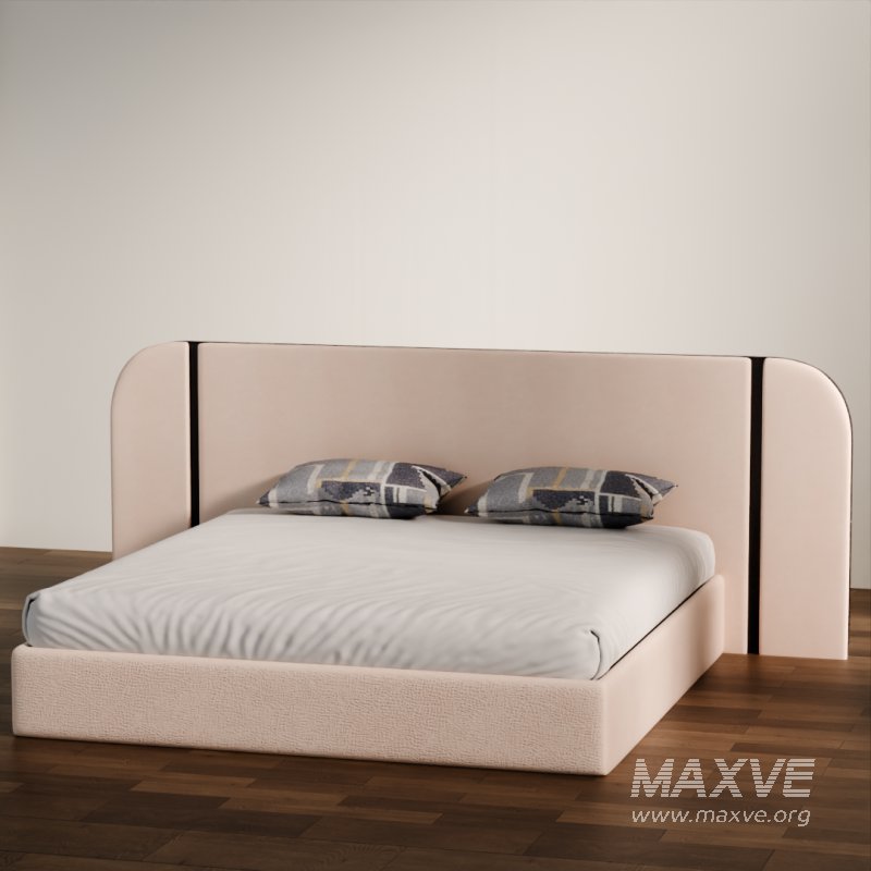 Soft Upholstered Double Bed 3D Model - Image 2