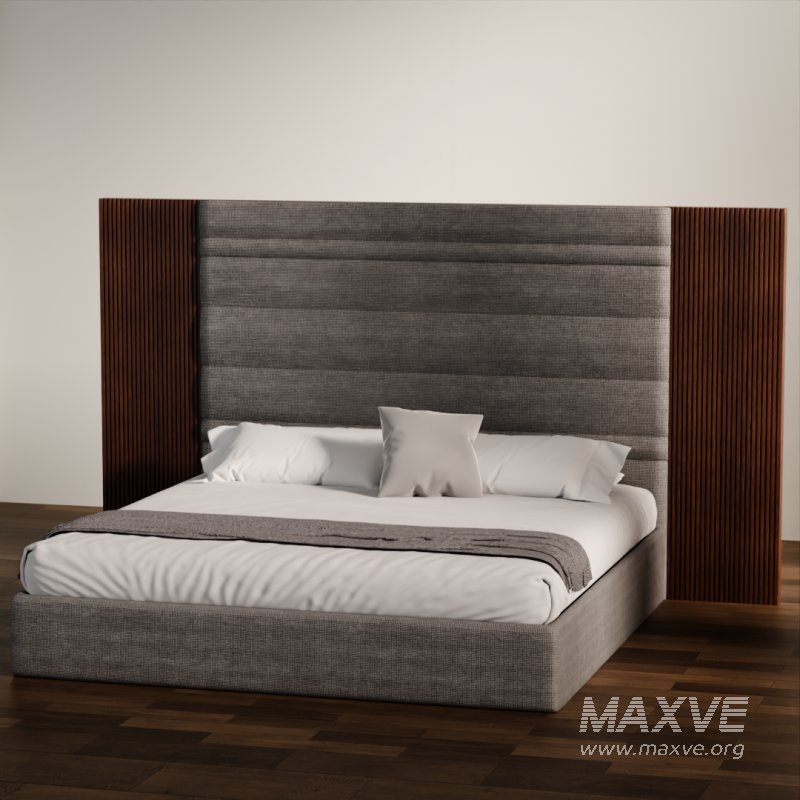 Luxury Upholstered Bed with Wood Accent Panels - Image 2