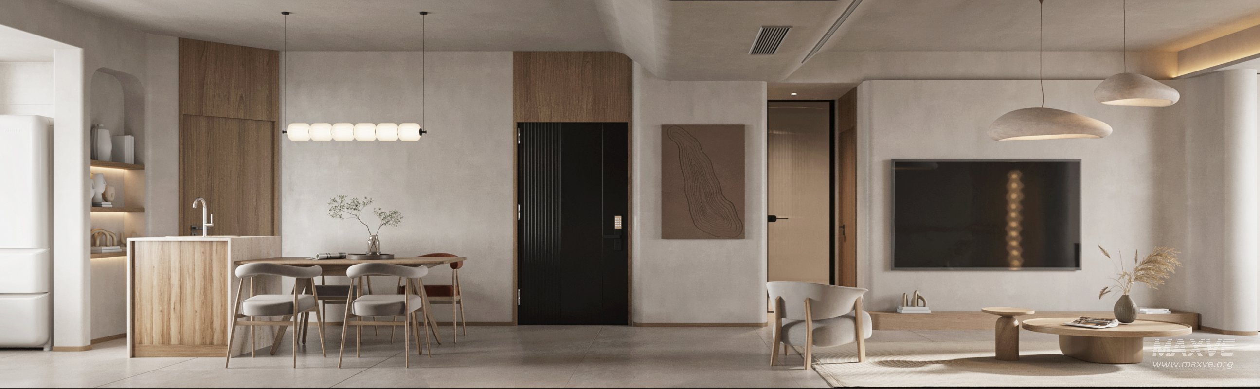 Modern living room and dining room interior scene - Image 3