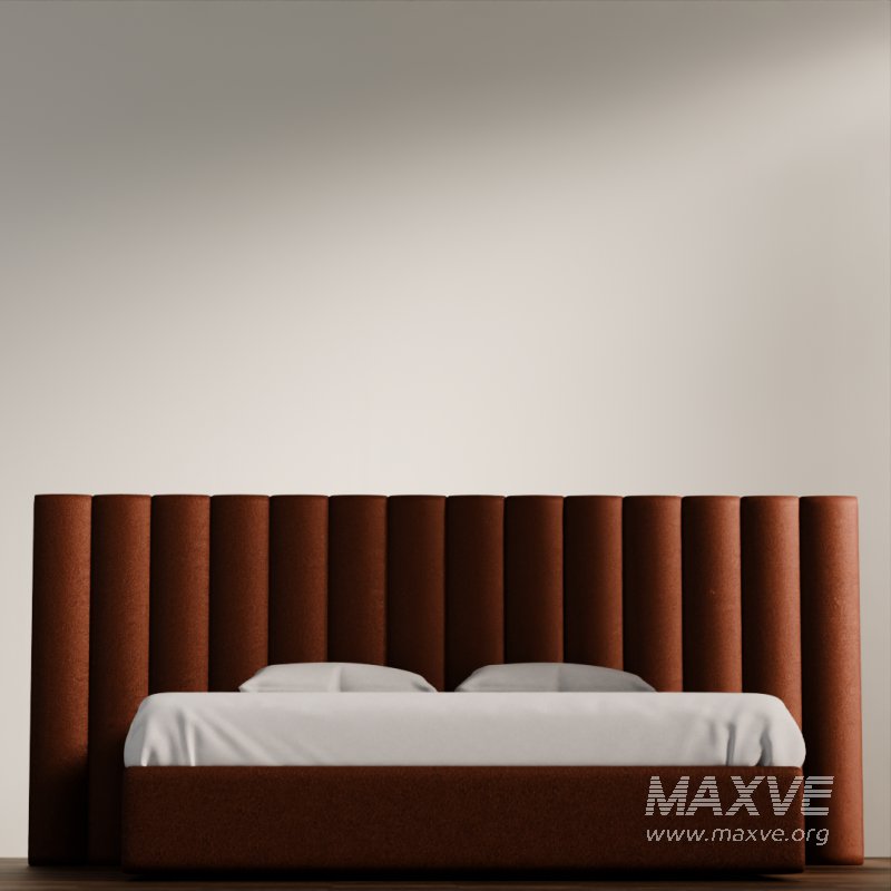 Modern Upholstered Bed with Vertical Headboard - Image 4
