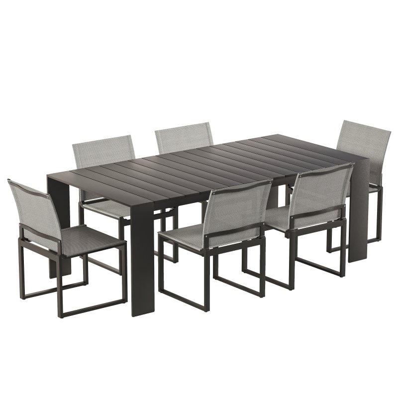 Hayman Teak and Aluminum Armless Dining Chair & Table-harbour - Image 2