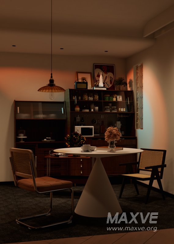 Modern living room and dining room office room interior scene - Image 8