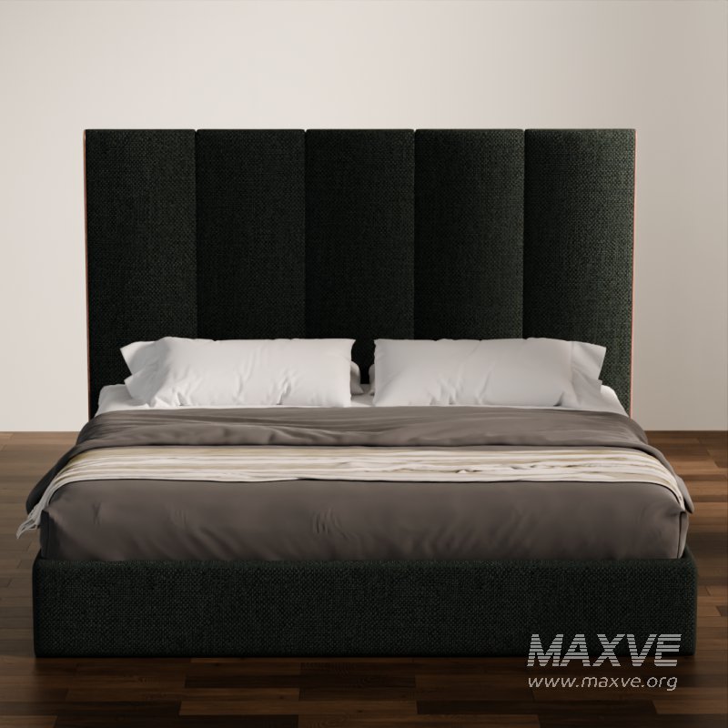 Contemporary Upholstered Bed with Tall Panel Headboard - Image 4