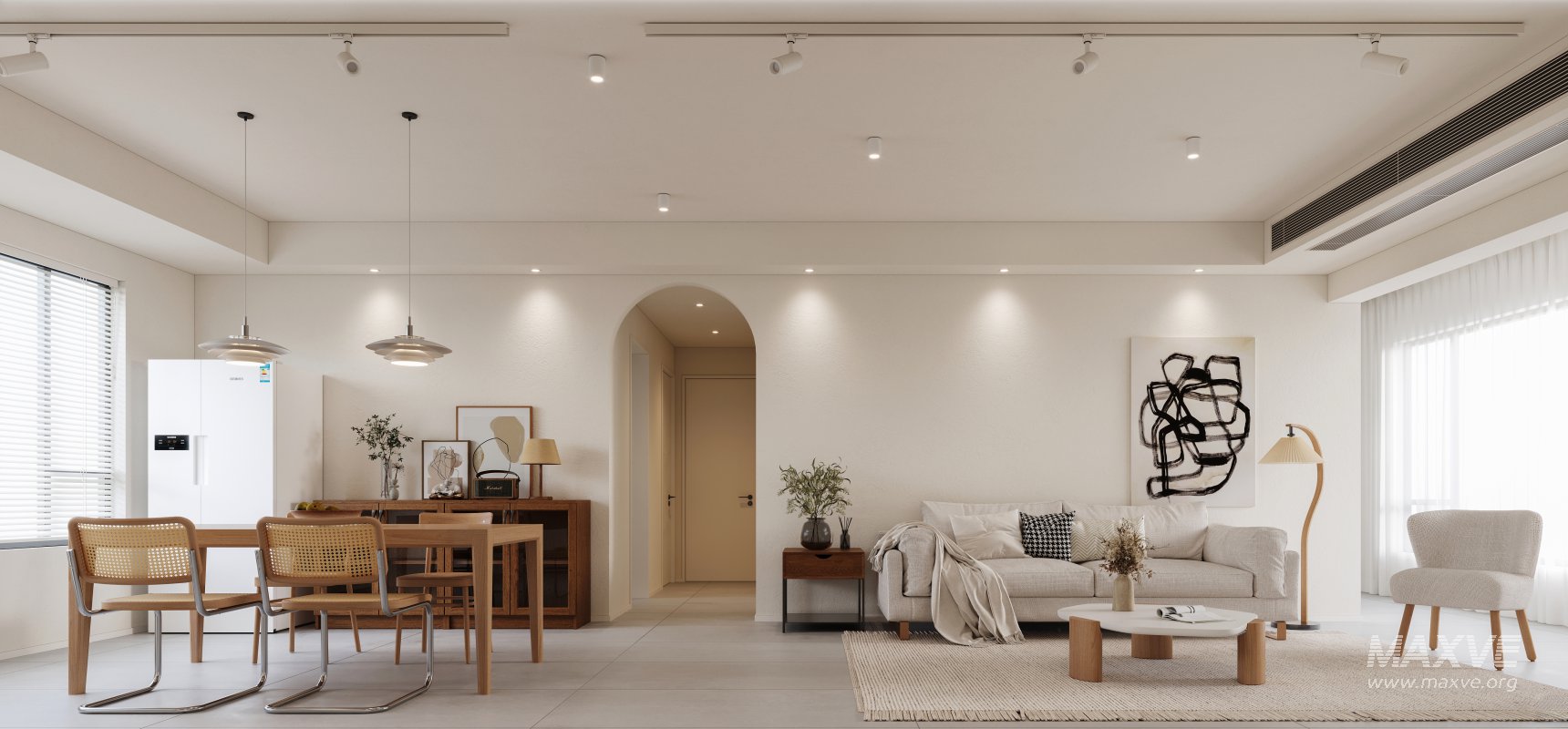 Modern living room and dining room interior scene - Image 6