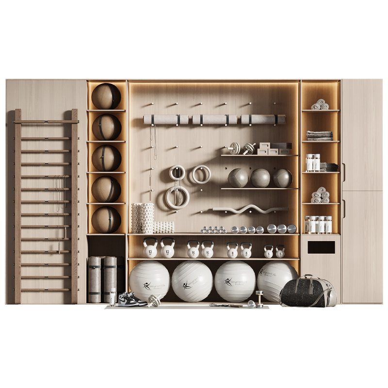 Home Gym Wall Rack with Equipment 04 - Image 2