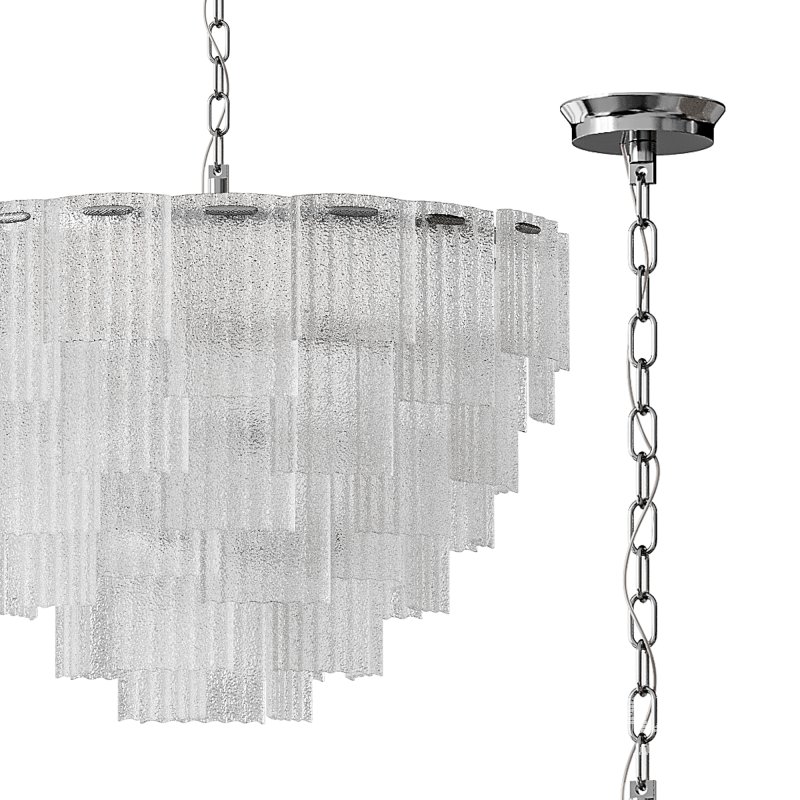 Round pendant chandelier made of ribbed glass light - Image 8