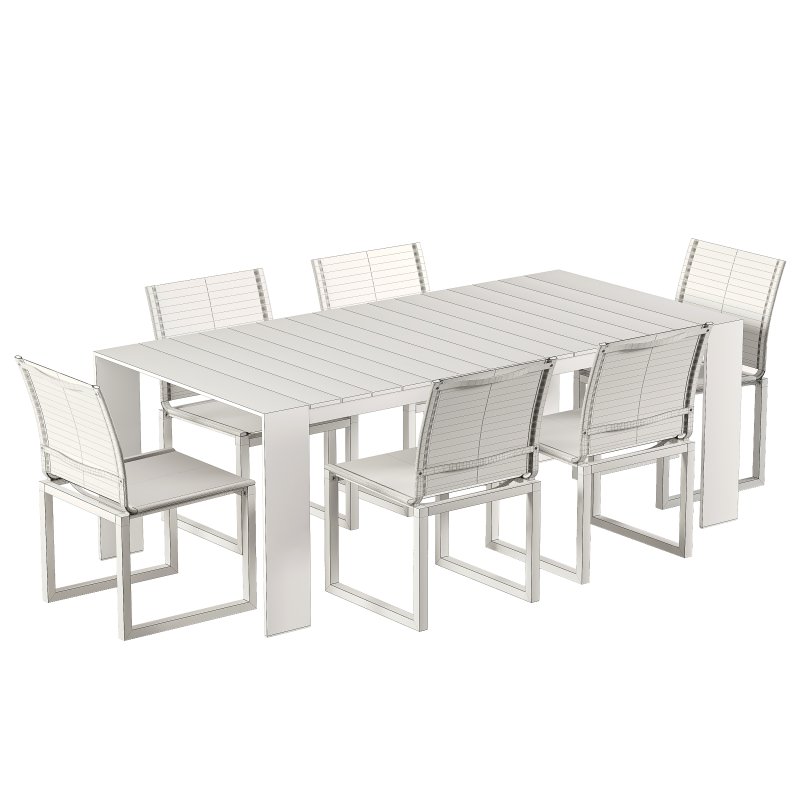 Hayman Teak and Aluminum Armless Dining Chair & Table-harbour - Image 7