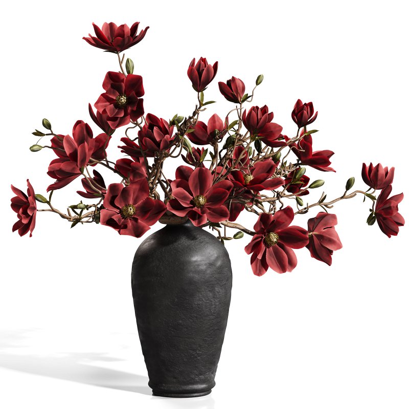Ikebana Inspired Decorative Magnolia Bouquet - Image 1