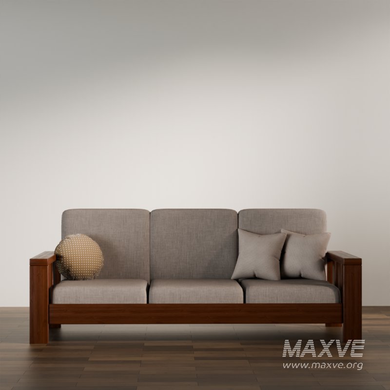 Classic Wooden Sofa with Cushions - Image 6