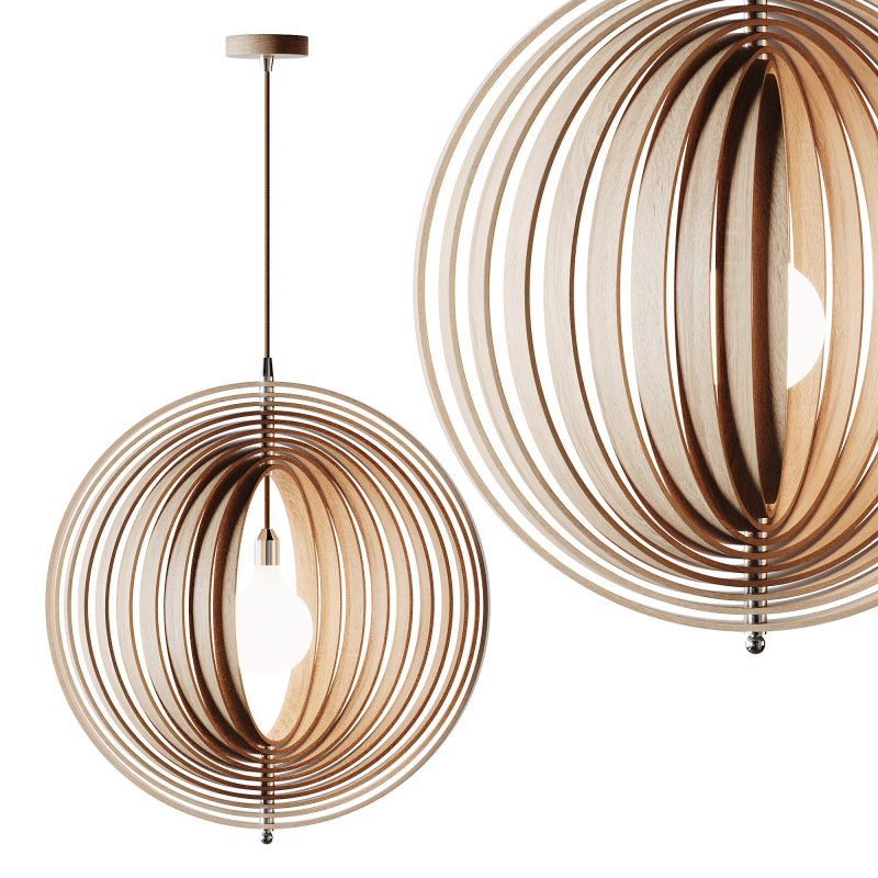 Creative Wood Round Globe Pendant Light Fixture Shade - Image 1