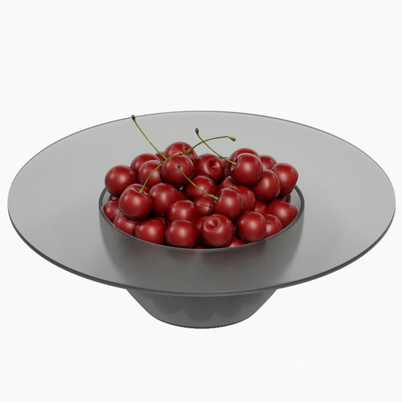 Low Glass Bowl Centerpiece with Cherrys - Image 2