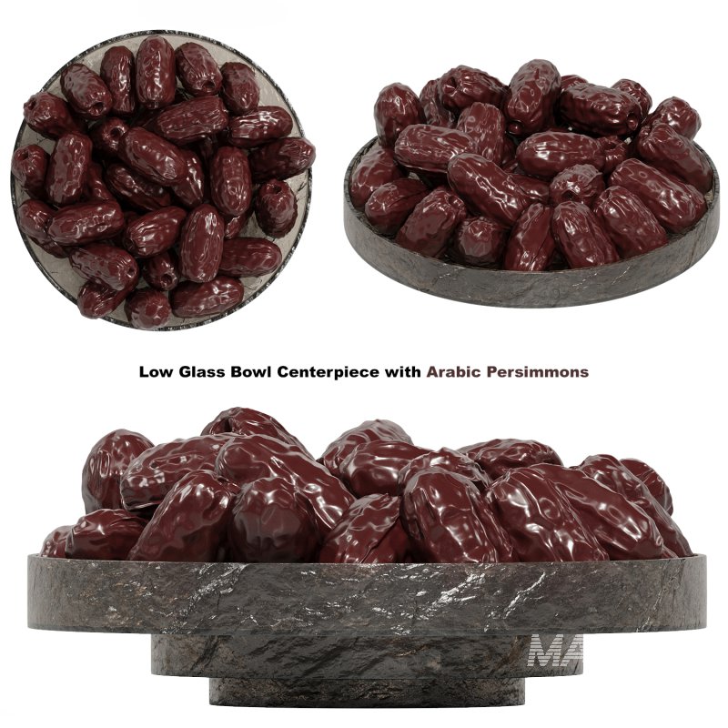 Low Glass Bowl Centerpiece with Arabic Persimmons - Image 1