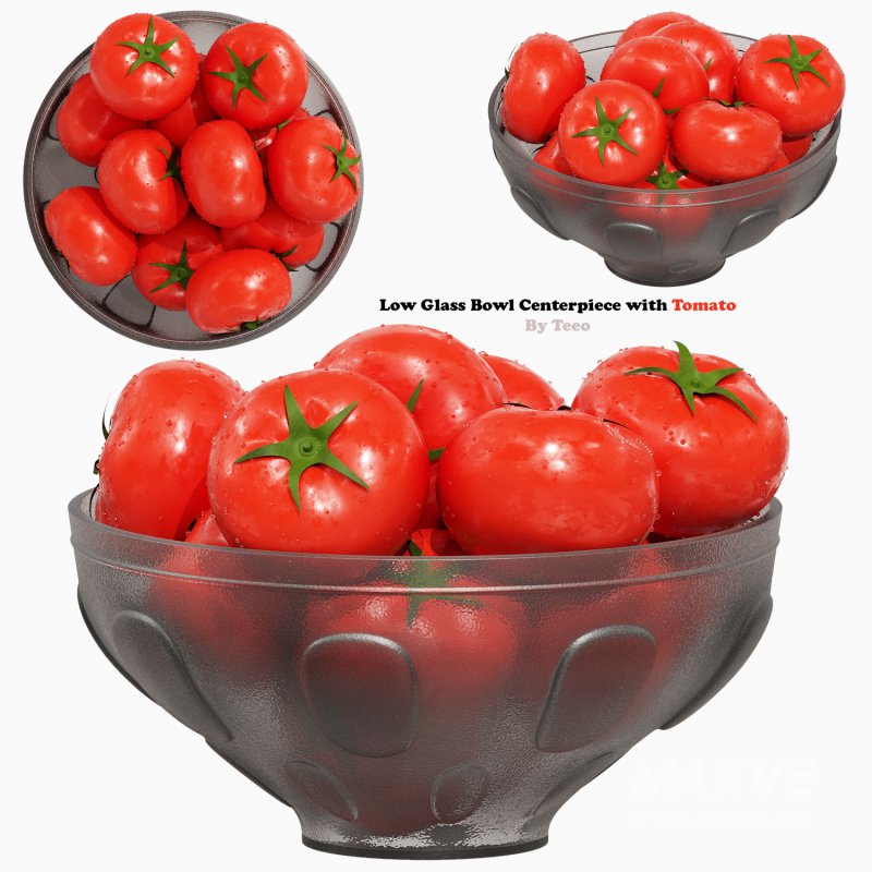 Low Glass Bowl Centerpiece with Tomatos - Image 1