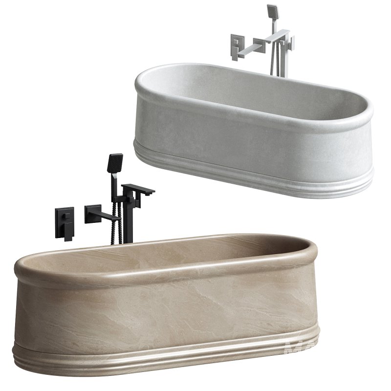 Grandeur Pietra Grey Marble Freestanding Bath 1780mm - Image 3