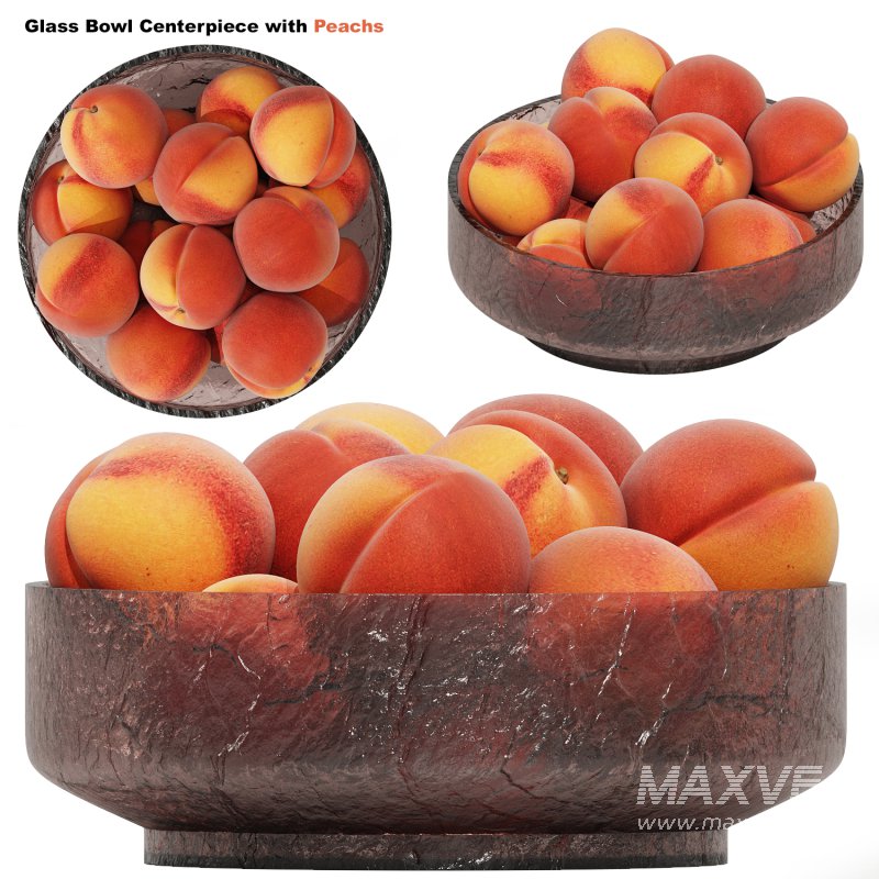Glass Bowl Centerpiece with Peachs - Image 1