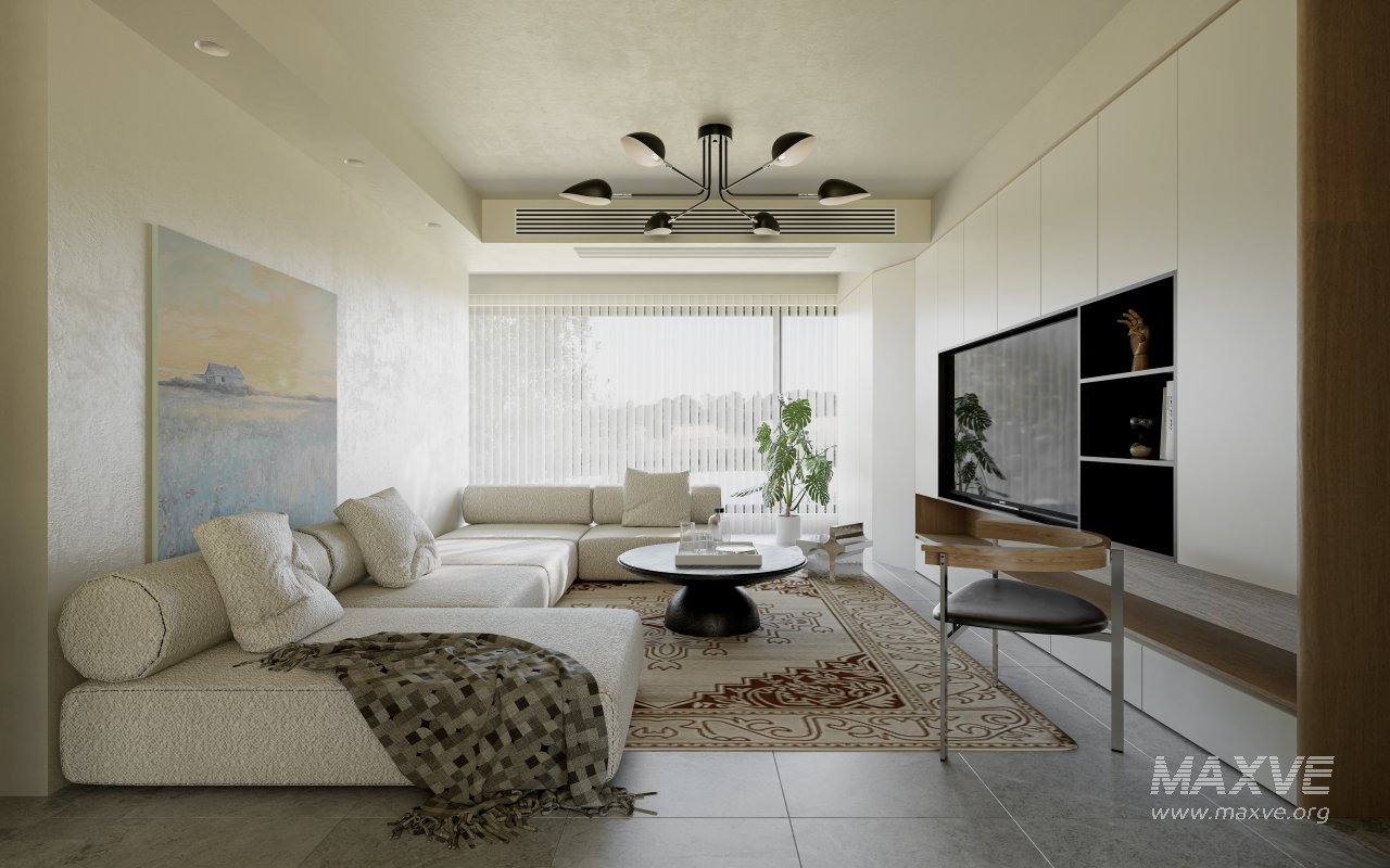 Modern living room and dining room interior scene - Image 2