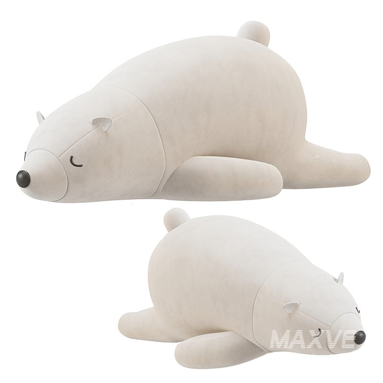 Sleeping Polar Bear Plush Toy - Image 1