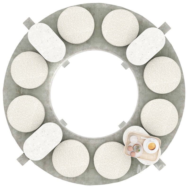 Round concrete bench for street cafe - Image 4