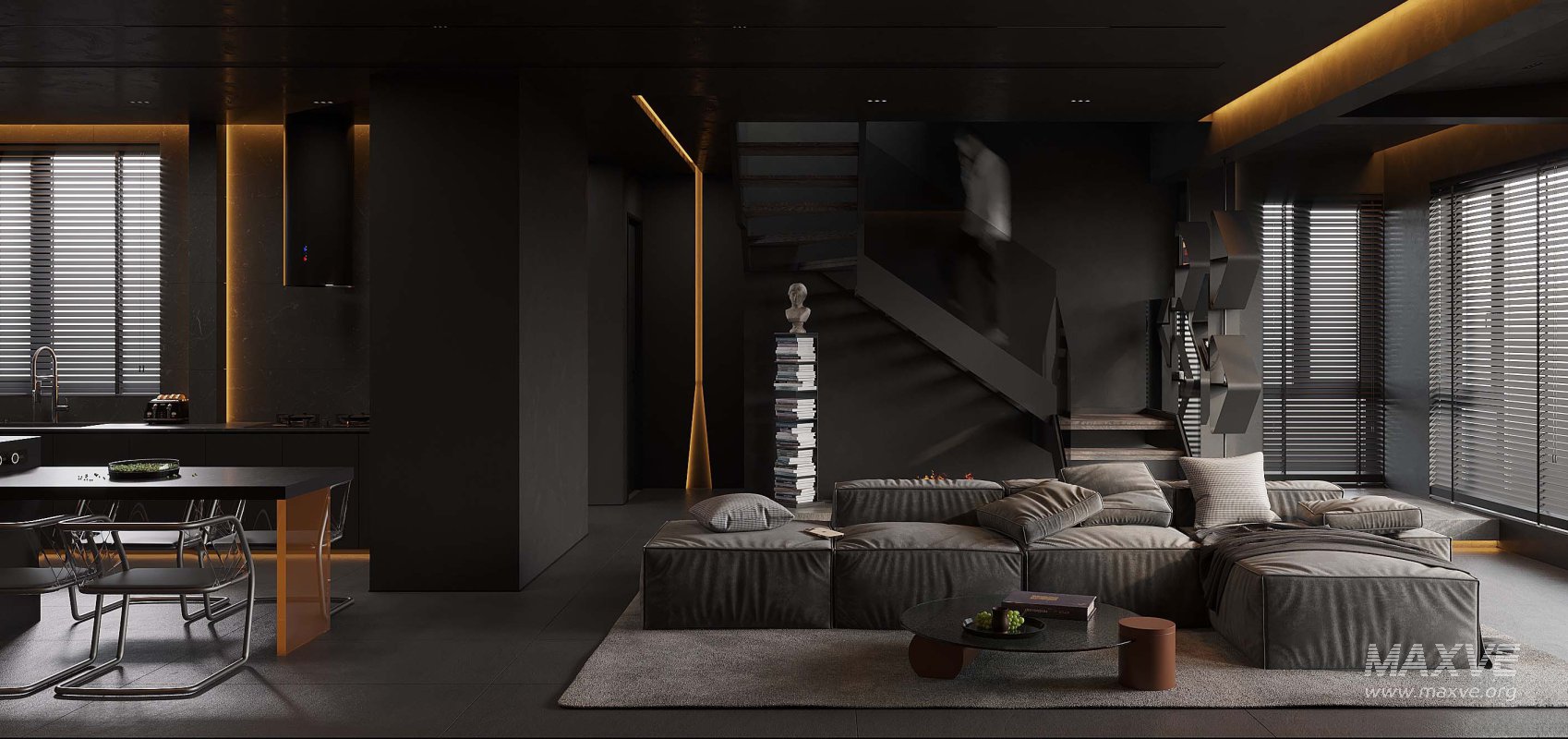 Dark living room and dining room - Image 1