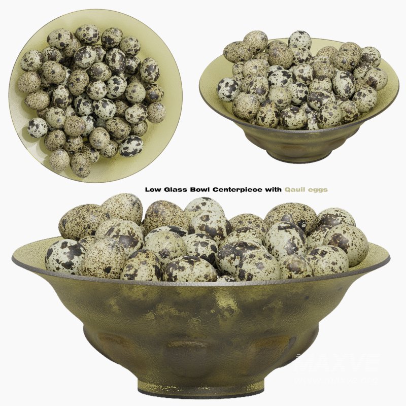 Low Glass Bowl Centerpiece with Qauil eggs - Image 1