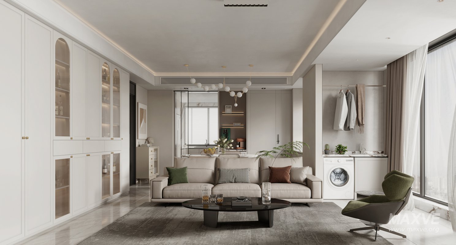 Modern living room and dining room interior scene - Image 2