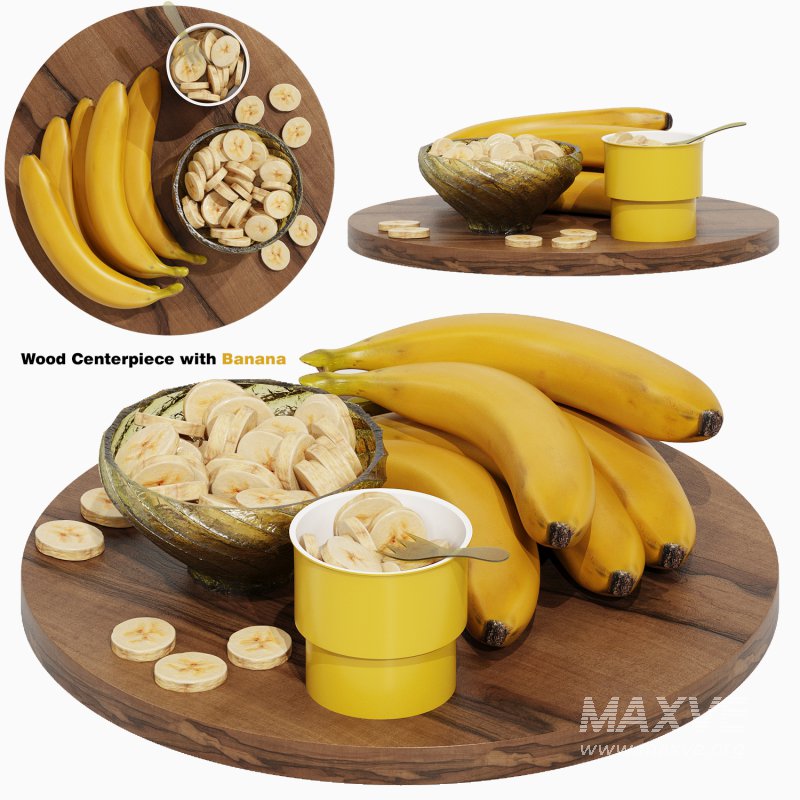 Wood Centerpiece with Banana - Image 1