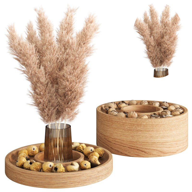 Figs and walnuts serving dish set with pampas - Image 5