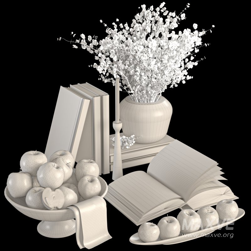 Decorative Set with Apples and Flowers 02 - Image 5