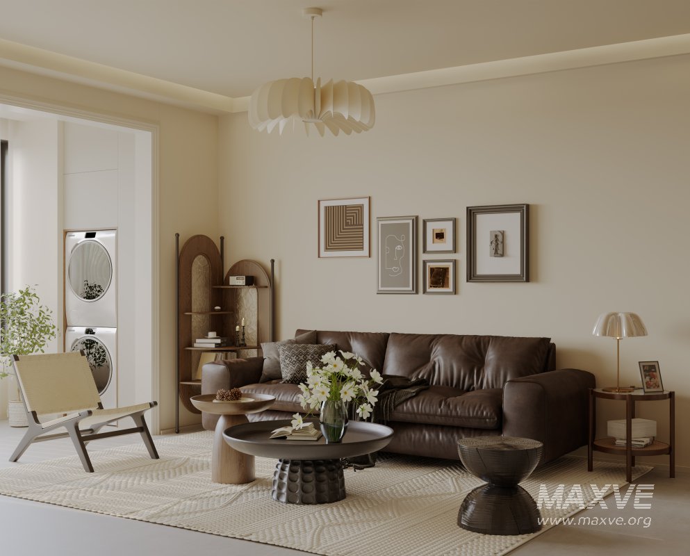 Modern living room and dining room interior scene - Image 3