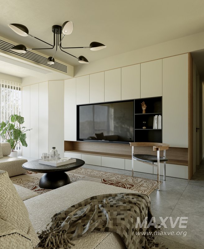 Modern living room and dining room interior scene - Image 9