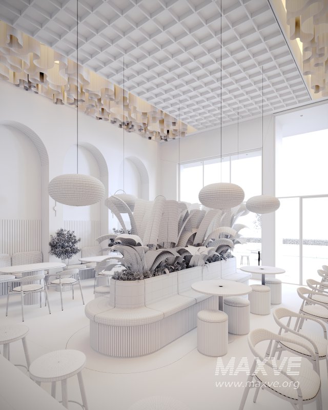 Coffee Shop 3D Model – Interior & Exterior | 3ds Max + Corona Renderer - Image 14