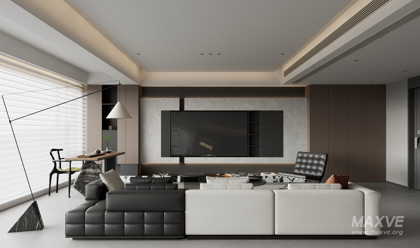 Modern living room and dining room interior scene - Image 8