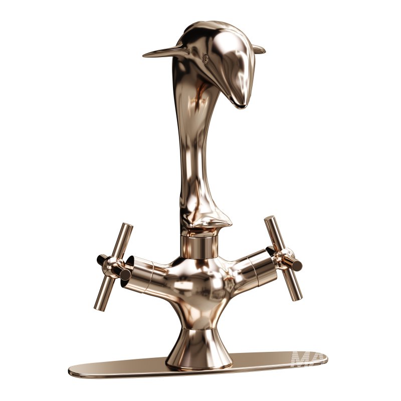 Chrome Dolphin Faucet Single Hole Widespread Plate - Image 4