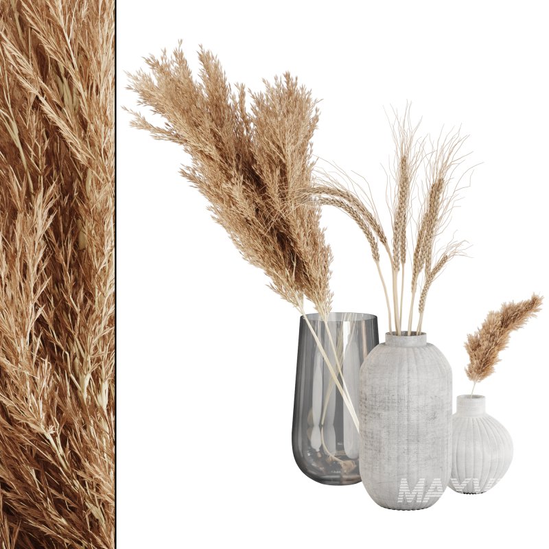 Pampas and Wheat Plant in Decorative Vase - Image 1