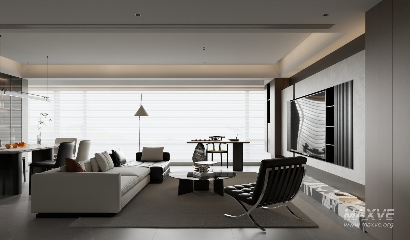 Modern living room and dining room interior scene - Image 7