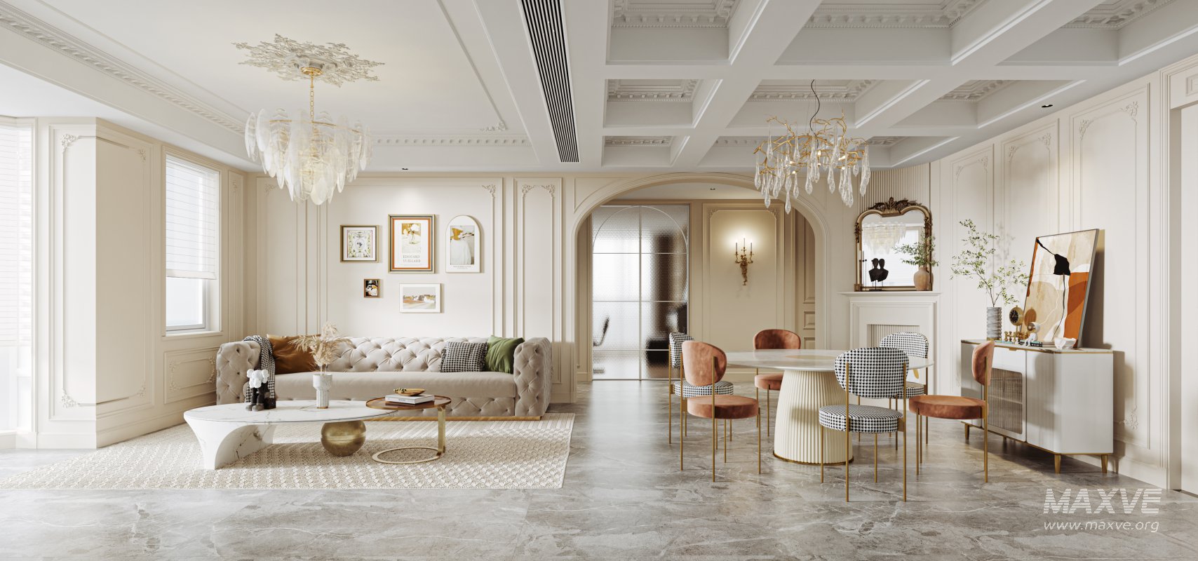 Luxurious living room and dining room office room - Image 1