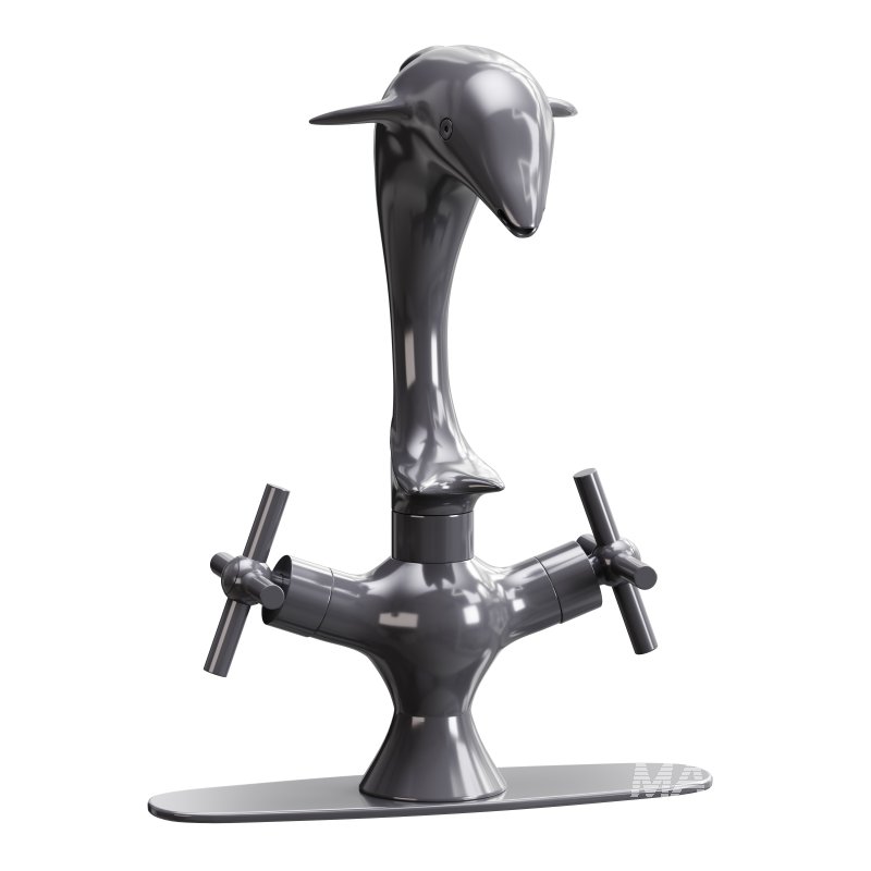 Chrome Dolphin Faucet Single Hole Widespread Plate - Image 2