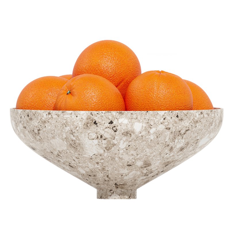 Marble Fruit Bowl with Oranges - Image 2