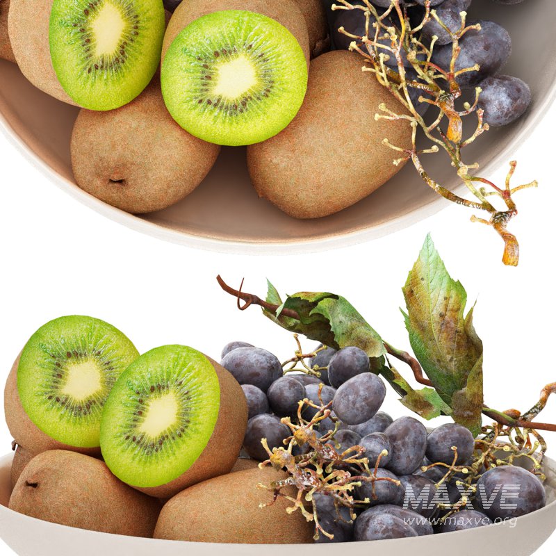 bowl of black grapes and kiwi fruit - Image 3