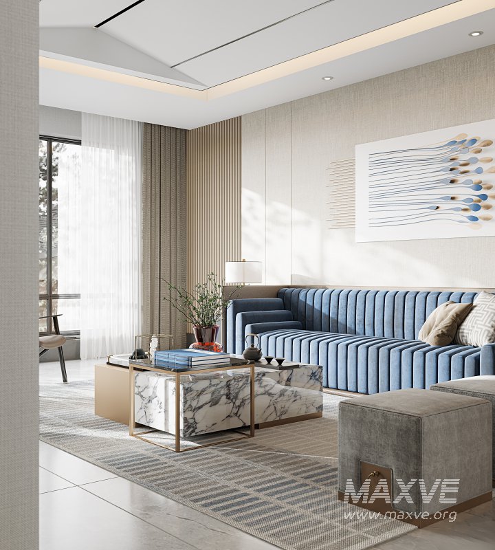 Modern living room and dining room interior scene - Image 7