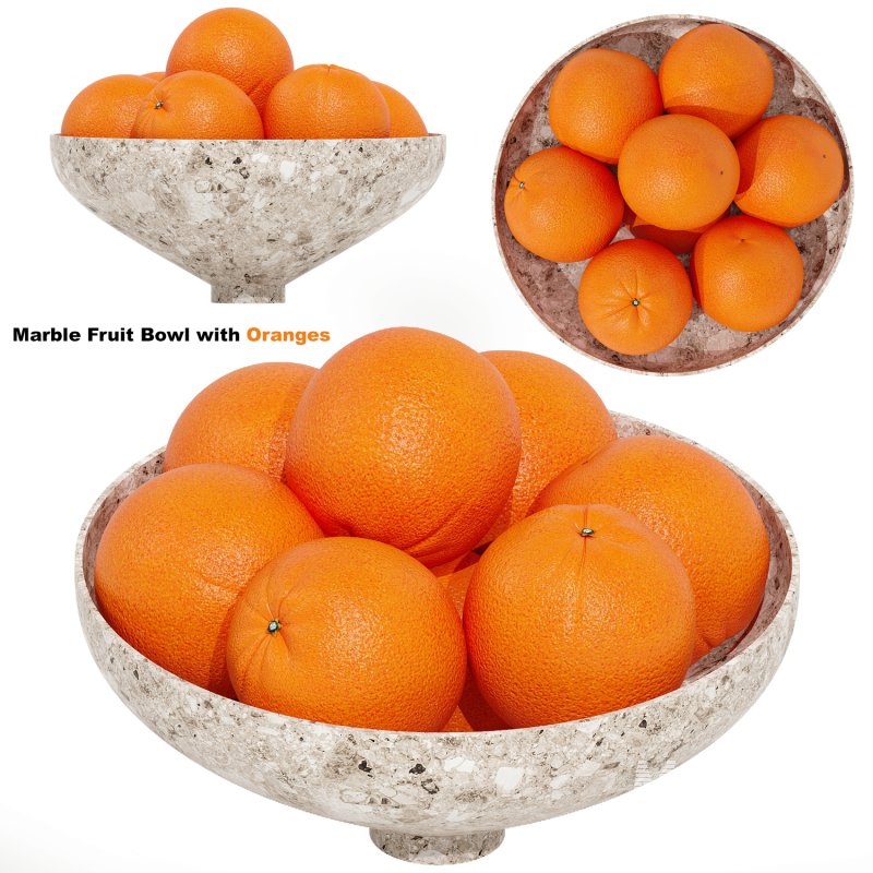 Marble Fruit Bowl with Oranges - Image 1
